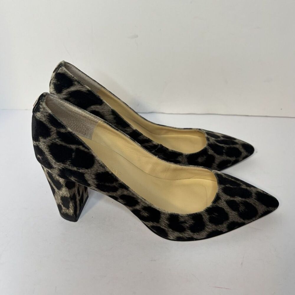 Ivanka Trump Leopard Print Block Heel Pumps Pointed Toe Womens